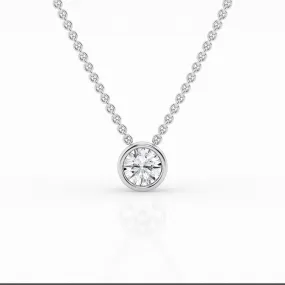 0.50 ct Round Lab Diamond Centre Stone  Bezel Pendant by Mercury Rings