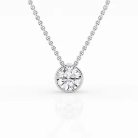 1 ct Round Lab Diamond Centre Stone Bezel Pendant by Mercury Rings