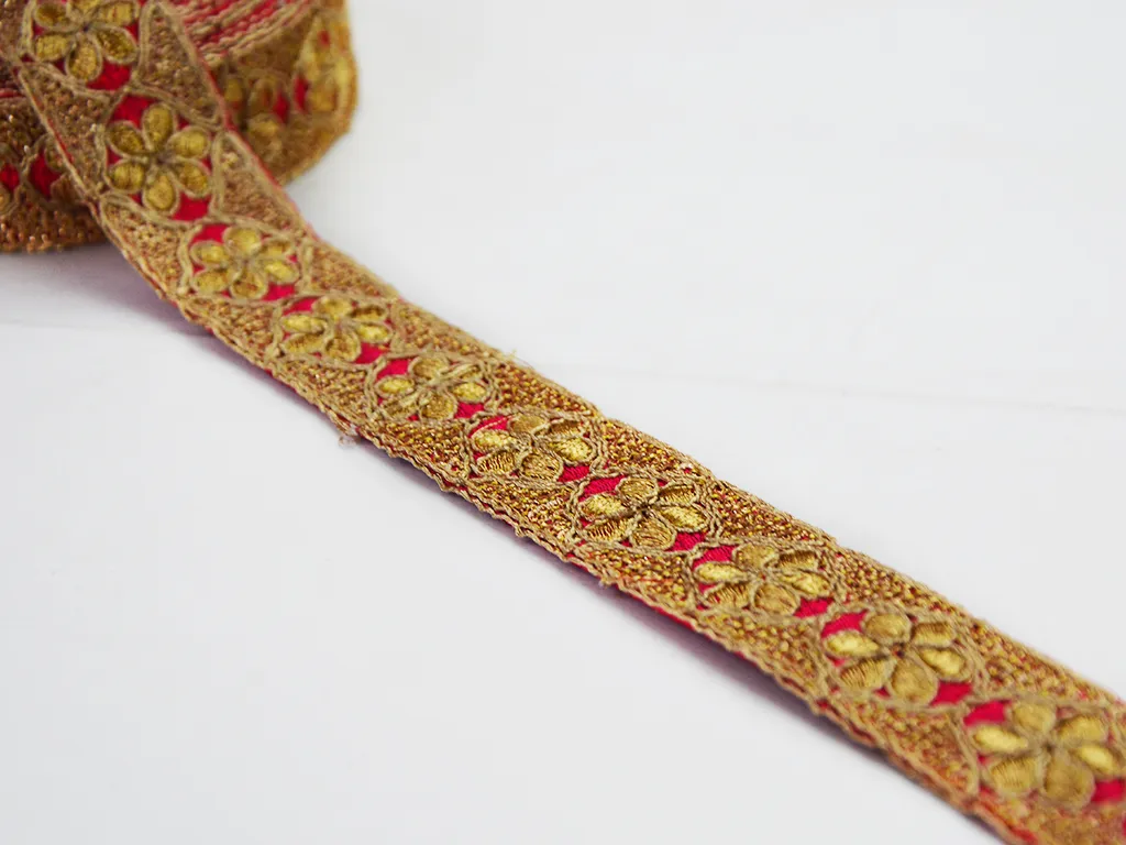 1 Metre Magenta Pink Zari Work Embroidered Border