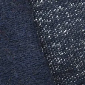 1 YD PC-Navy/White Texture Brushed Back Sweater Knit Fabric