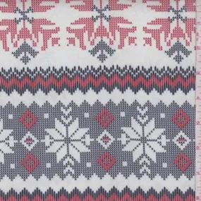 1 YD PC-White/Navy/Red Snowflake Cotton Lawn Fabric
