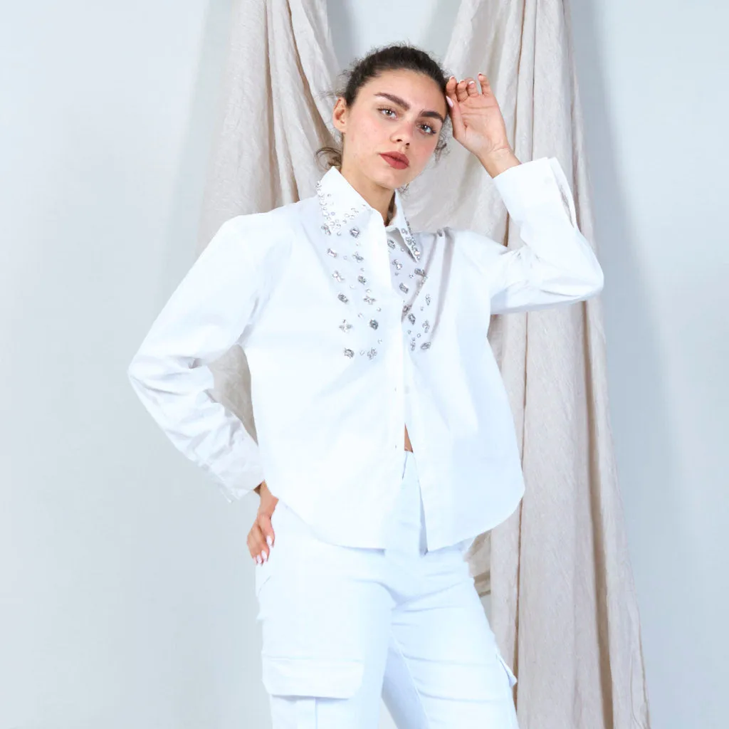 100% Cotton crystal embellished shirt wholesale