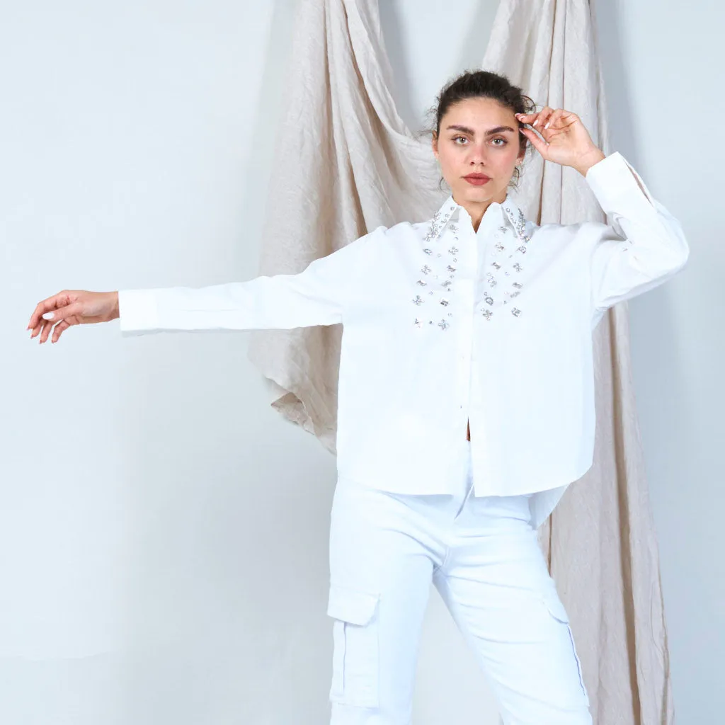 100% Cotton crystal embellished shirt wholesale