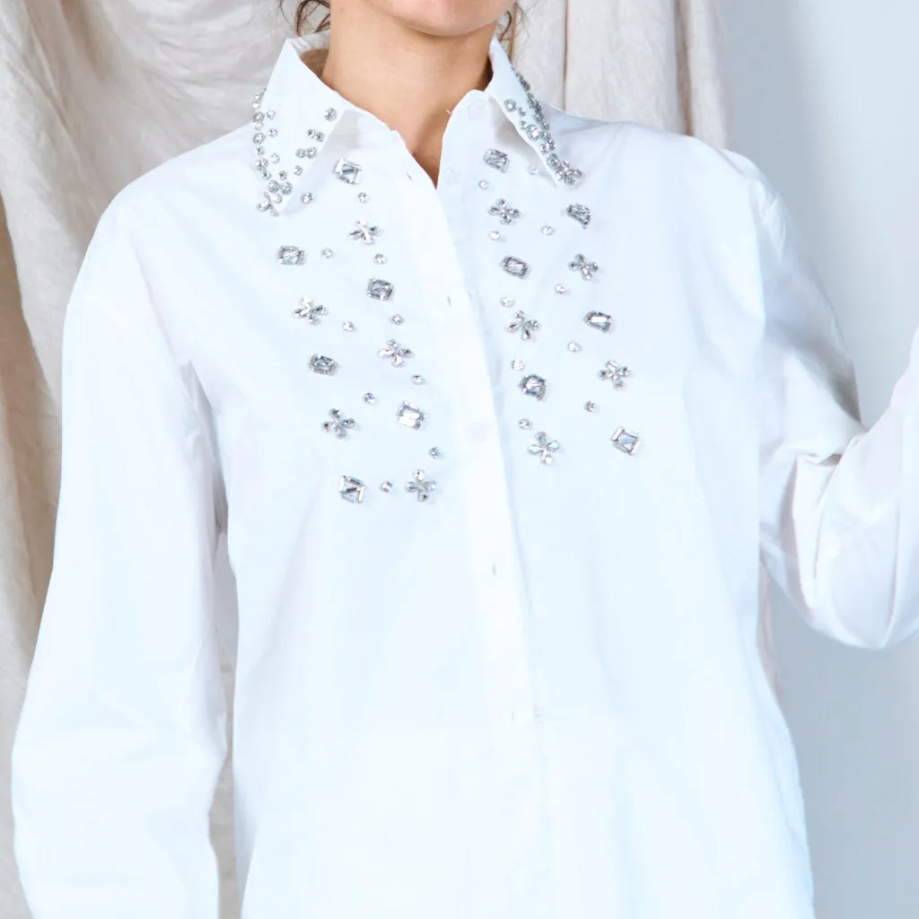 100% Cotton crystal embellished shirt wholesale