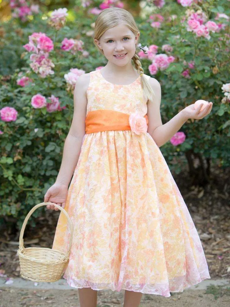 100 % Cotton organdy fabric floral peach colour embroidered single length 2.70 yards 44" wide[9223]