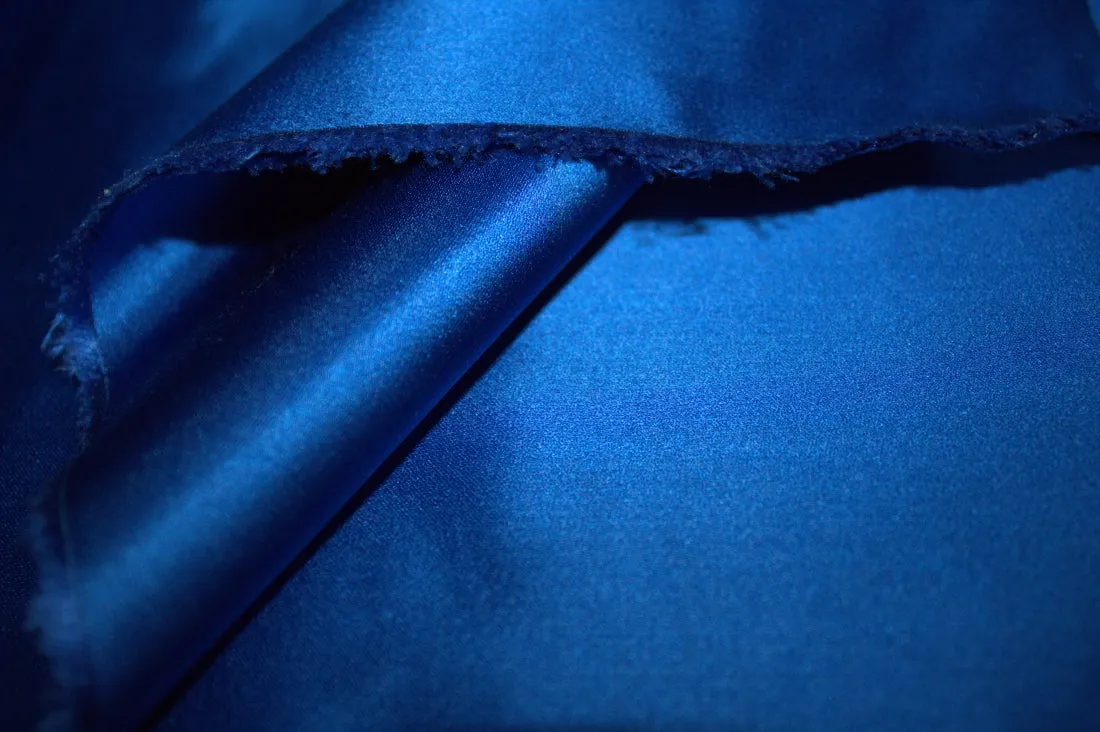 100% Silk bright blue Dutchess Satin Heavy Weight 48 MOMME 58" wide [8052]