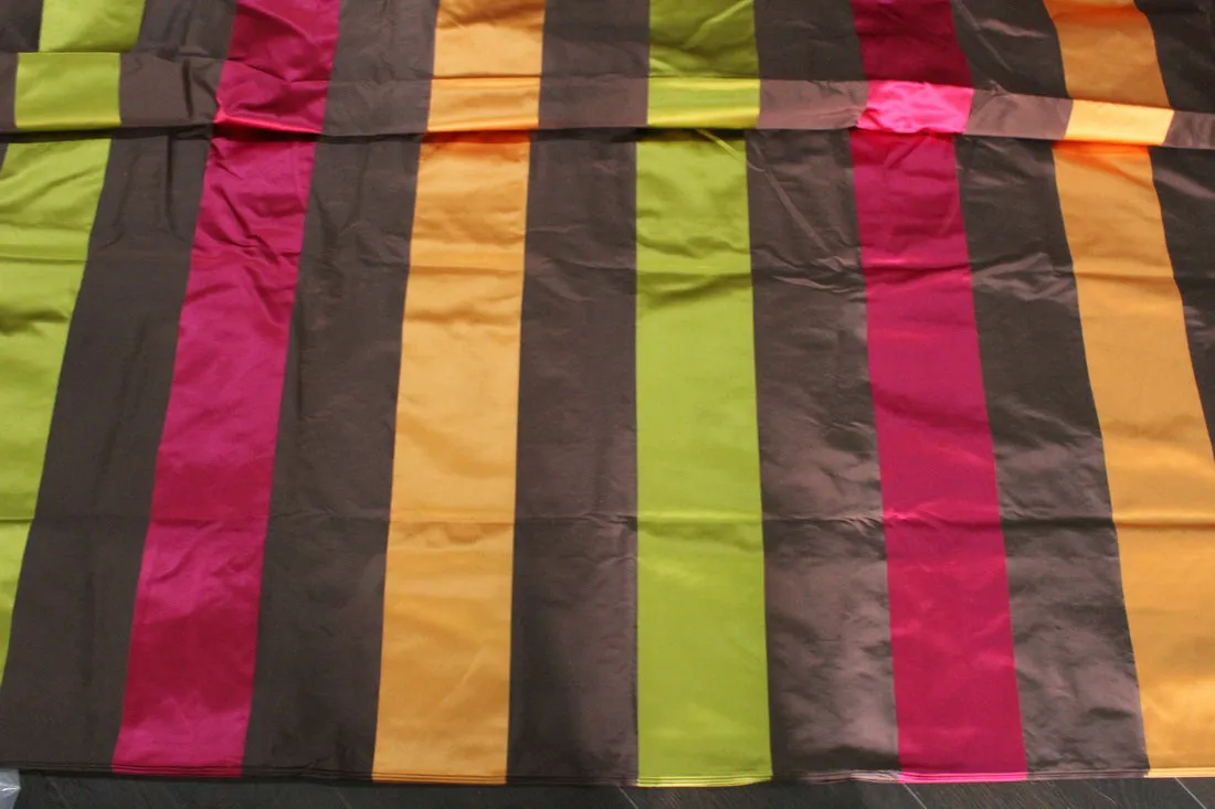 100% Silk Taffeta Fabric olive/brown/pink and sandalwood color satin stripes54&quot; TAFS159[1]