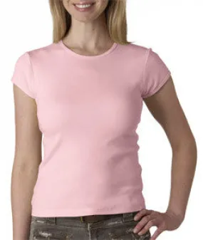 1001 Bella Canvas Ladies' Baby Rib Short-Sleeve Crew Neck Tee Pink