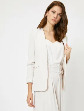 10606 Beige Collarless Jacket