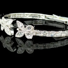10K White Gold Diamond Butterfly Bangle (2.19ct)