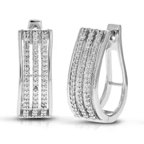 1/3 cttw Round Cut Lab Grown Diamond Hoop Earrings in .925 Sterling Silver Prong Set 3/4 Inch
