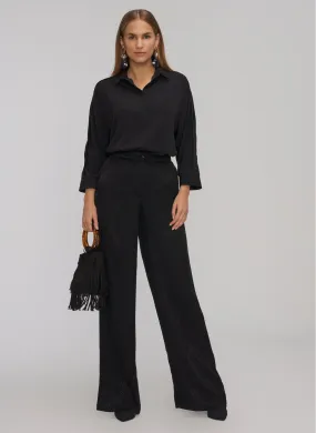 13773 Black Wide Leg Patterned Pants