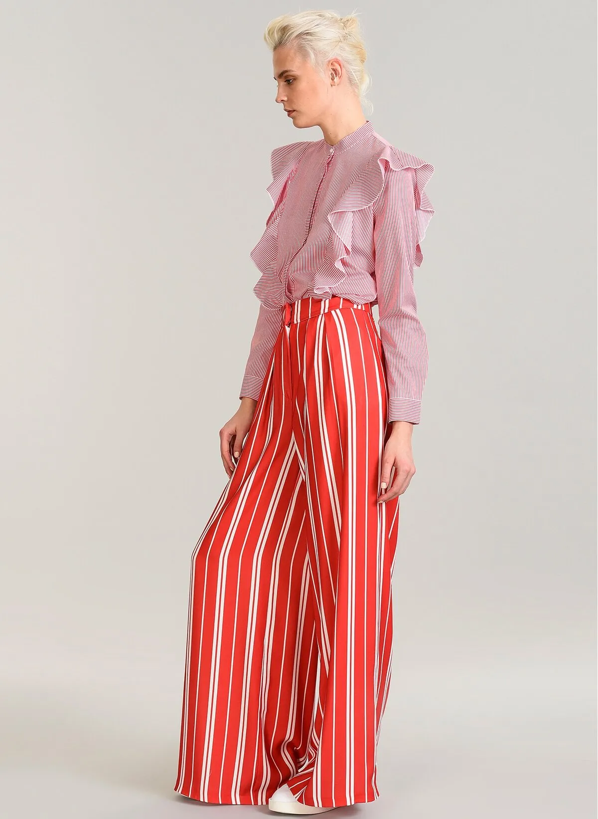 13796 Red Striped Wide Leg Pants