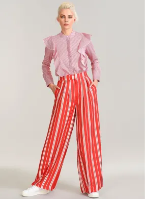 13796 Red Striped Wide Leg Pants