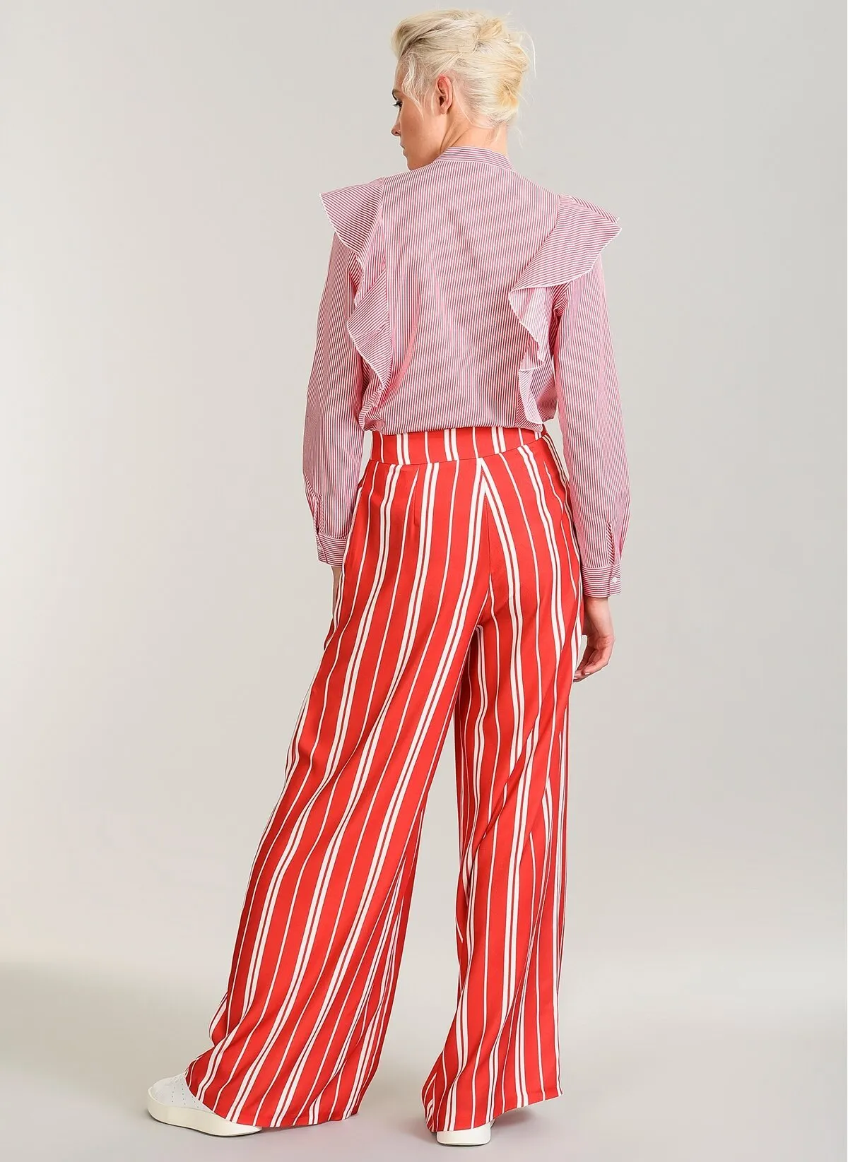 13796 Red Striped Wide Leg Pants