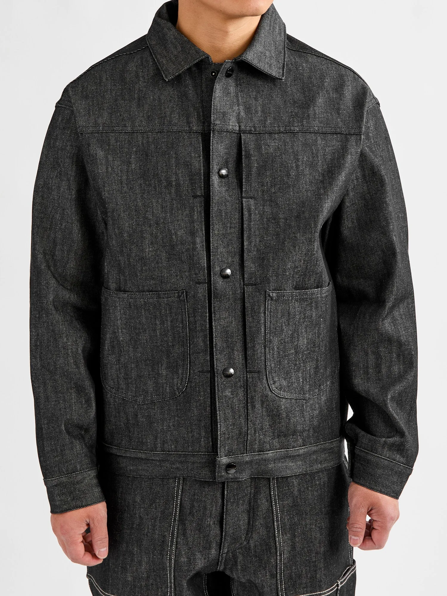 13oz Slub Denim Gardeners Jacket in Black