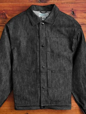 13oz Slub Denim Gardeners Jacket in Black