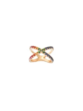 1.41ct Multi Sapphire 14K Gold Crossover Ring