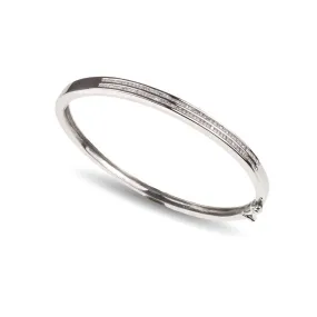 14ct White Gold Princess Cut Diamond Bangle