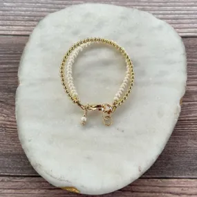 14K Gold Double Strand Bracelet - Mini Luster Ivory