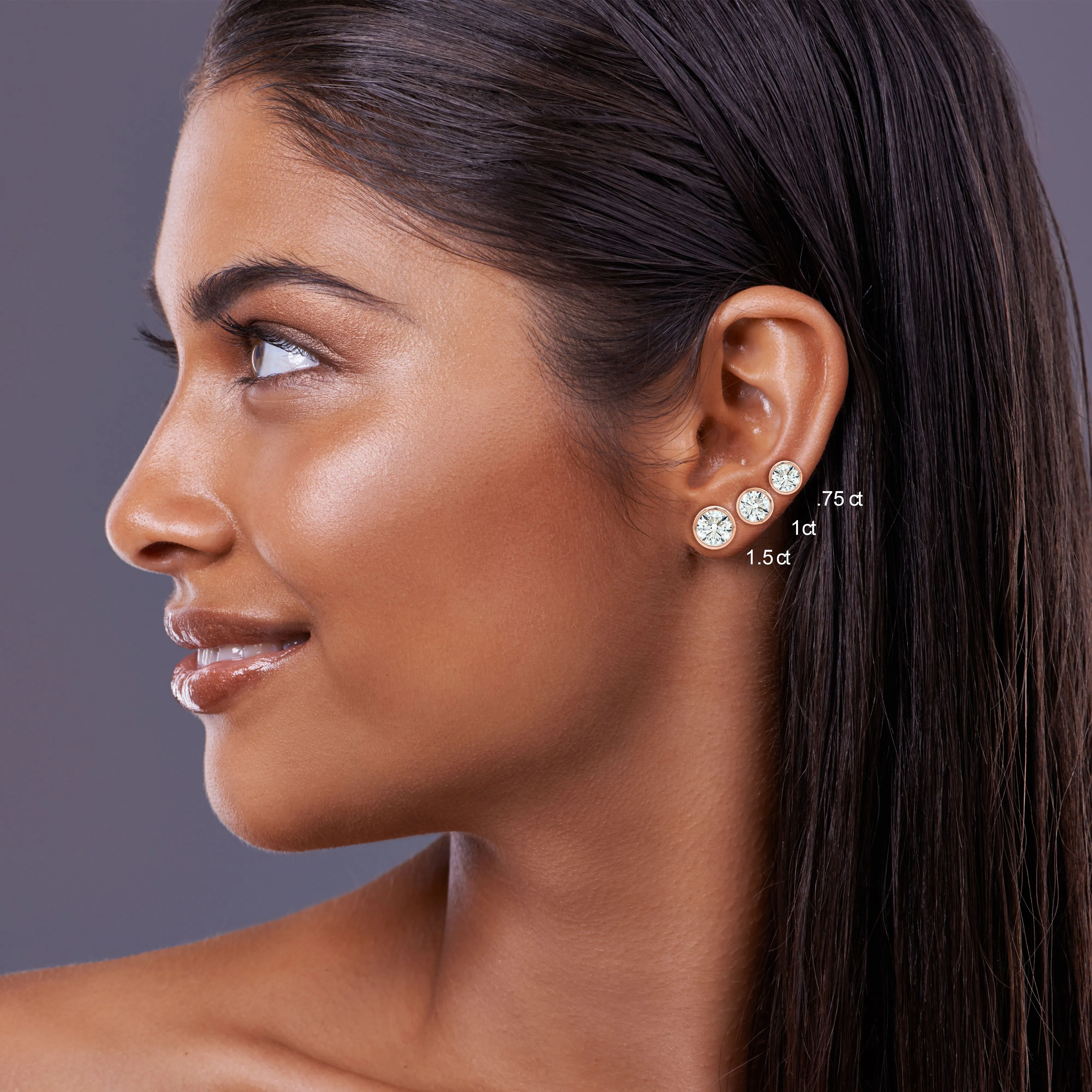 14k Rose Gold Bezel Set Round Brilliant Diamond Stud Earrings (0.52 Ct. T.w., Si1-si2 Clarity, H-i Color)