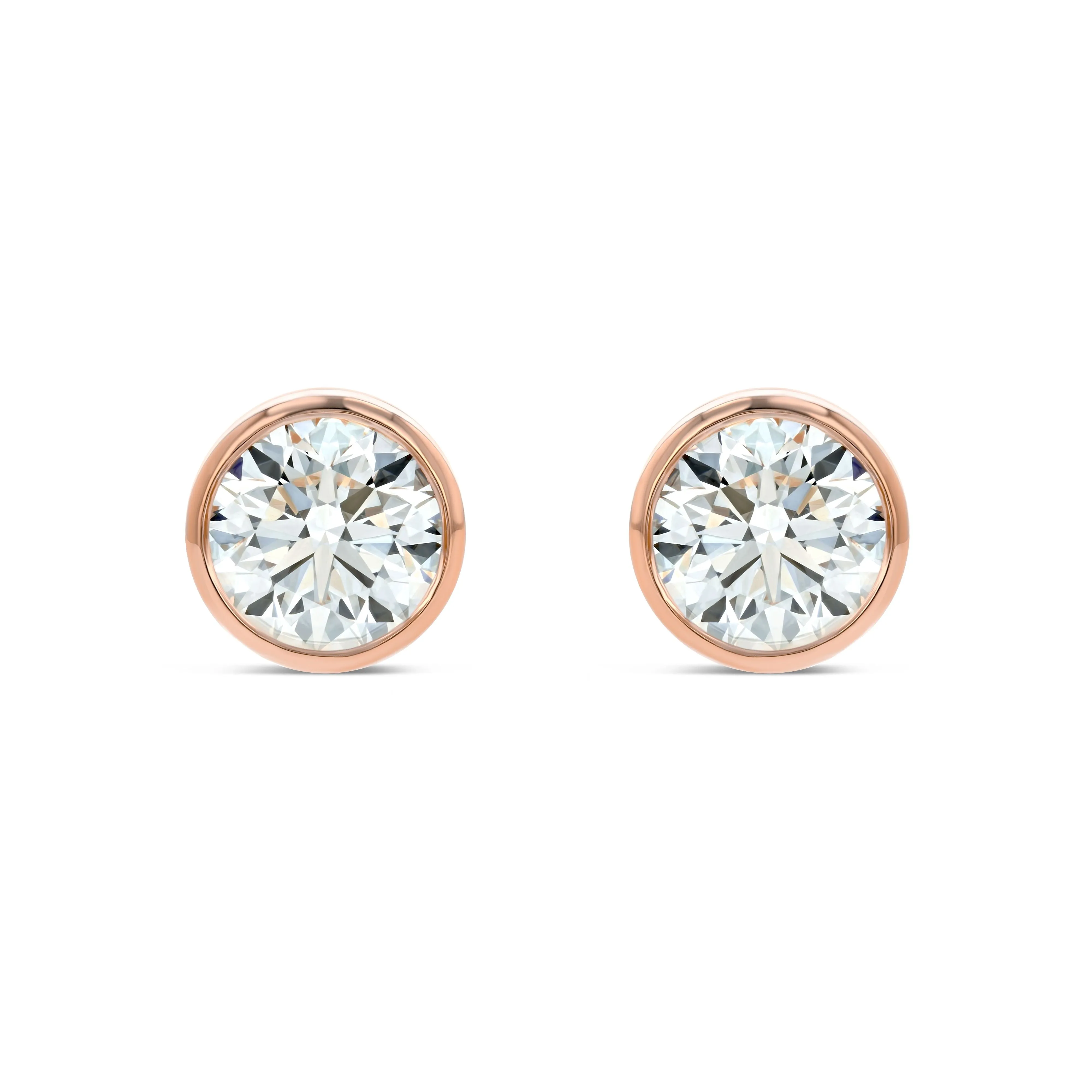 14k Rose Gold Bezel Set Round Brilliant Diamond Stud Earrings (0.52 Ct. T.w., Si1-si2 Clarity, H-i Color)