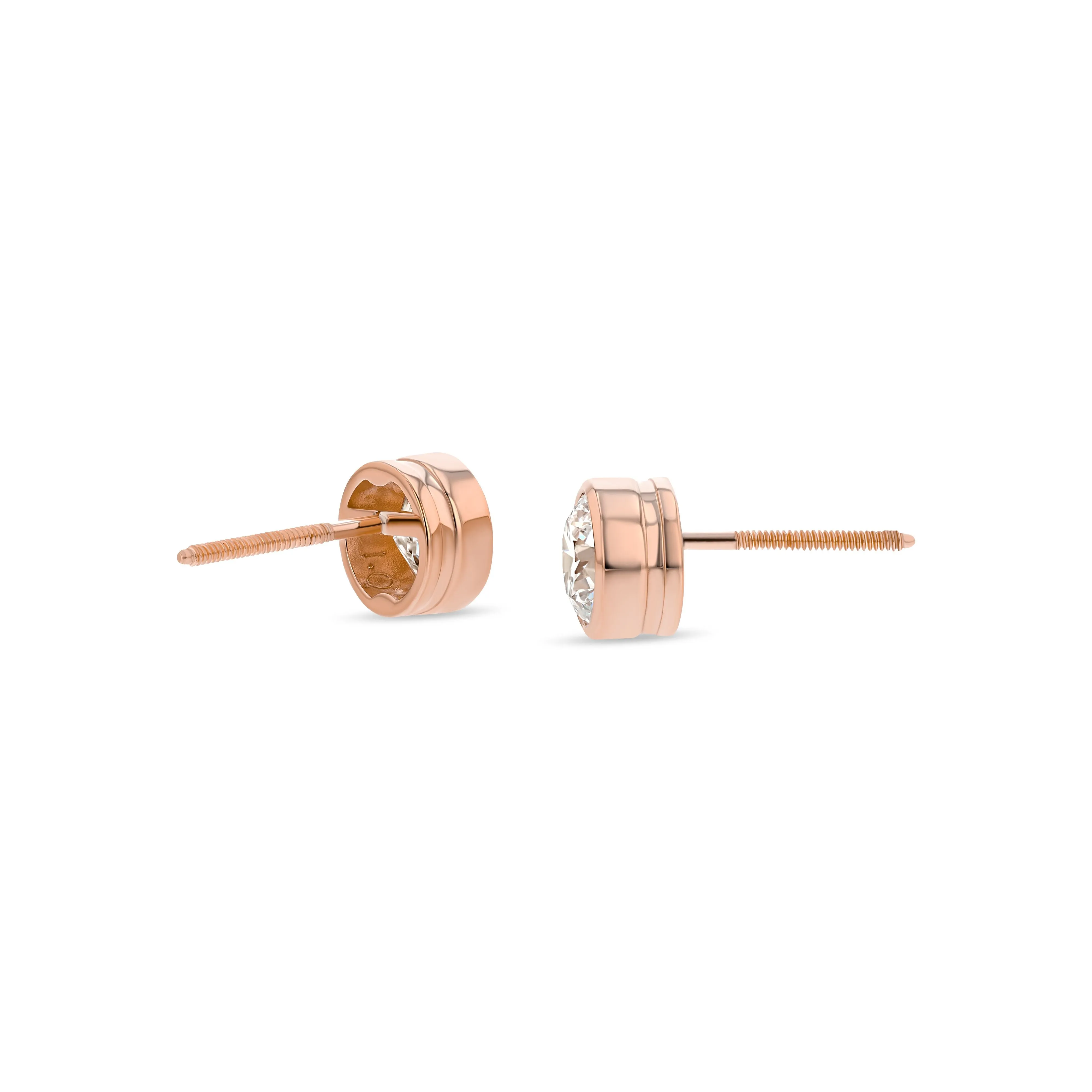 14k Rose Gold Bezel Set Round Brilliant Diamond Stud Earrings (0.52 Ct. T.w., Si1-si2 Clarity, H-i Color)