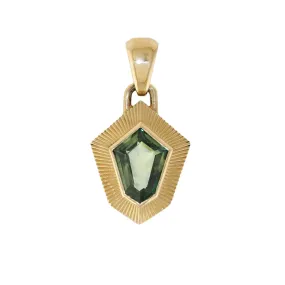 14K Teal Sapphire Art Deco Pendant