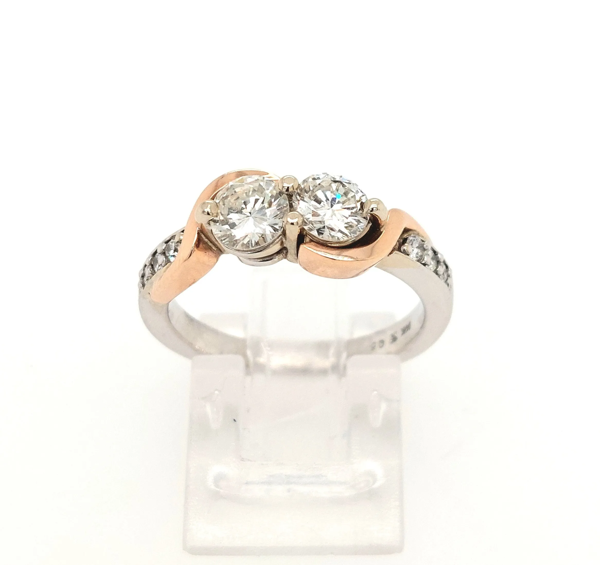 14K White & Rose GoldTwo-Stone Diamond Engagement Ring
