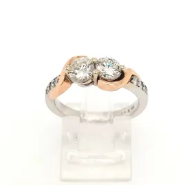 14K White & Rose GoldTwo-Stone Diamond Engagement Ring