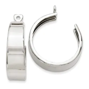 14k White Gold Round Wide Hoop Earring Jackets, .75 Inches (19mm) (6mm Wide)