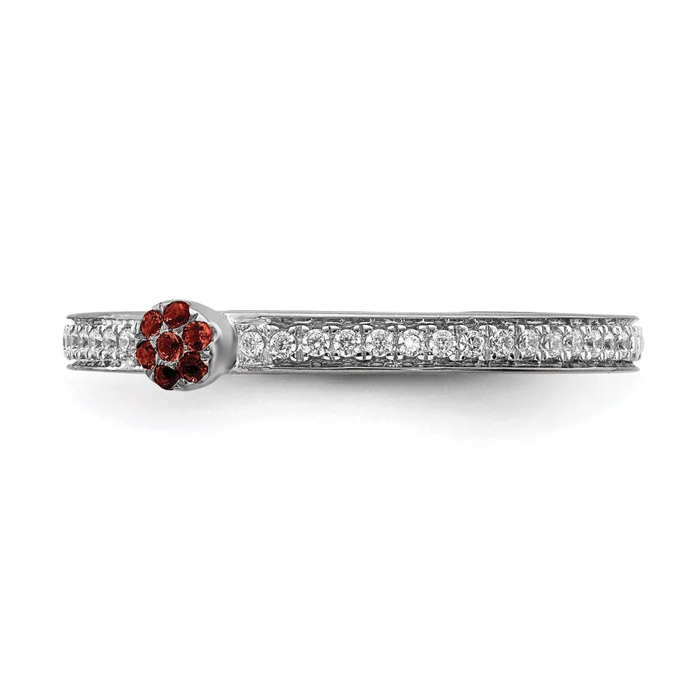 14k White Gold Stackable Expressions Garnet and Diamond Ring | SK2076