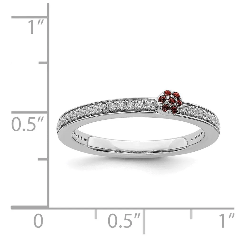 14k White Gold Stackable Expressions Garnet and Diamond Ring | SK2076