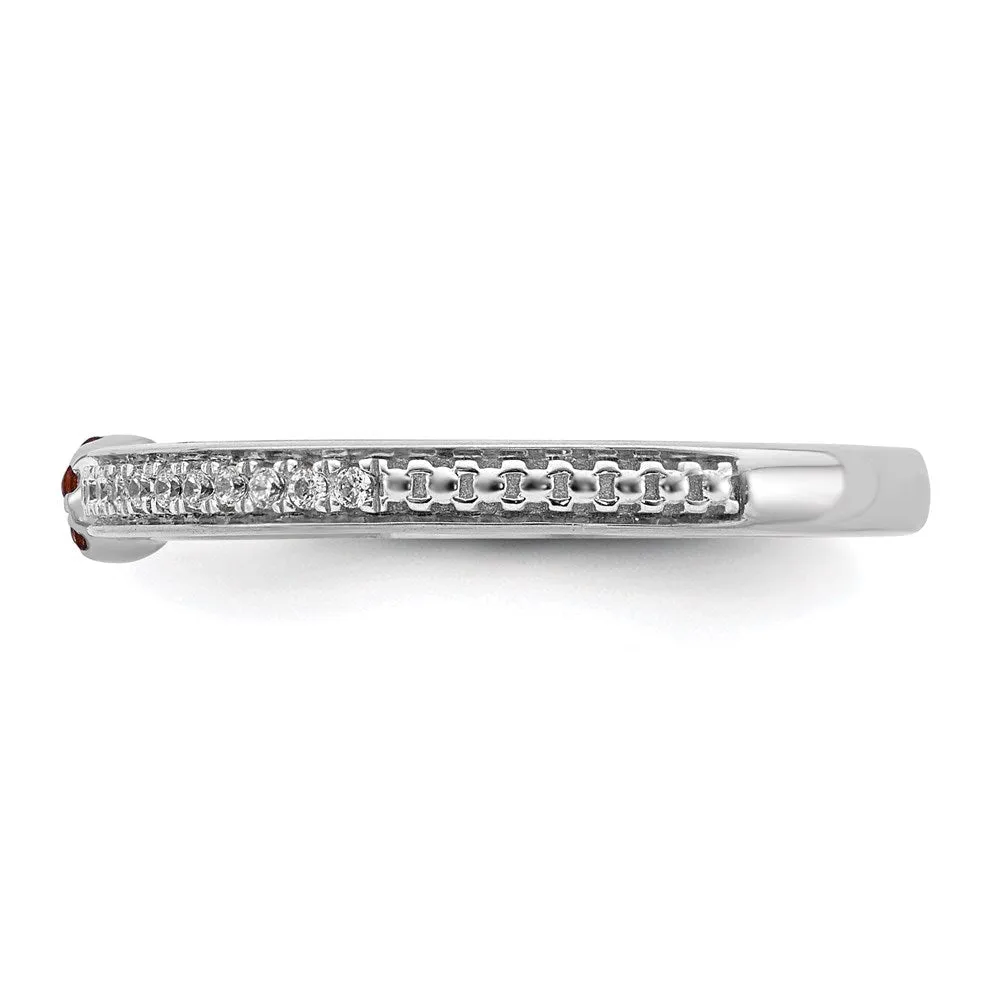 14k White Gold Stackable Expressions Garnet and Diamond Ring | SK2076