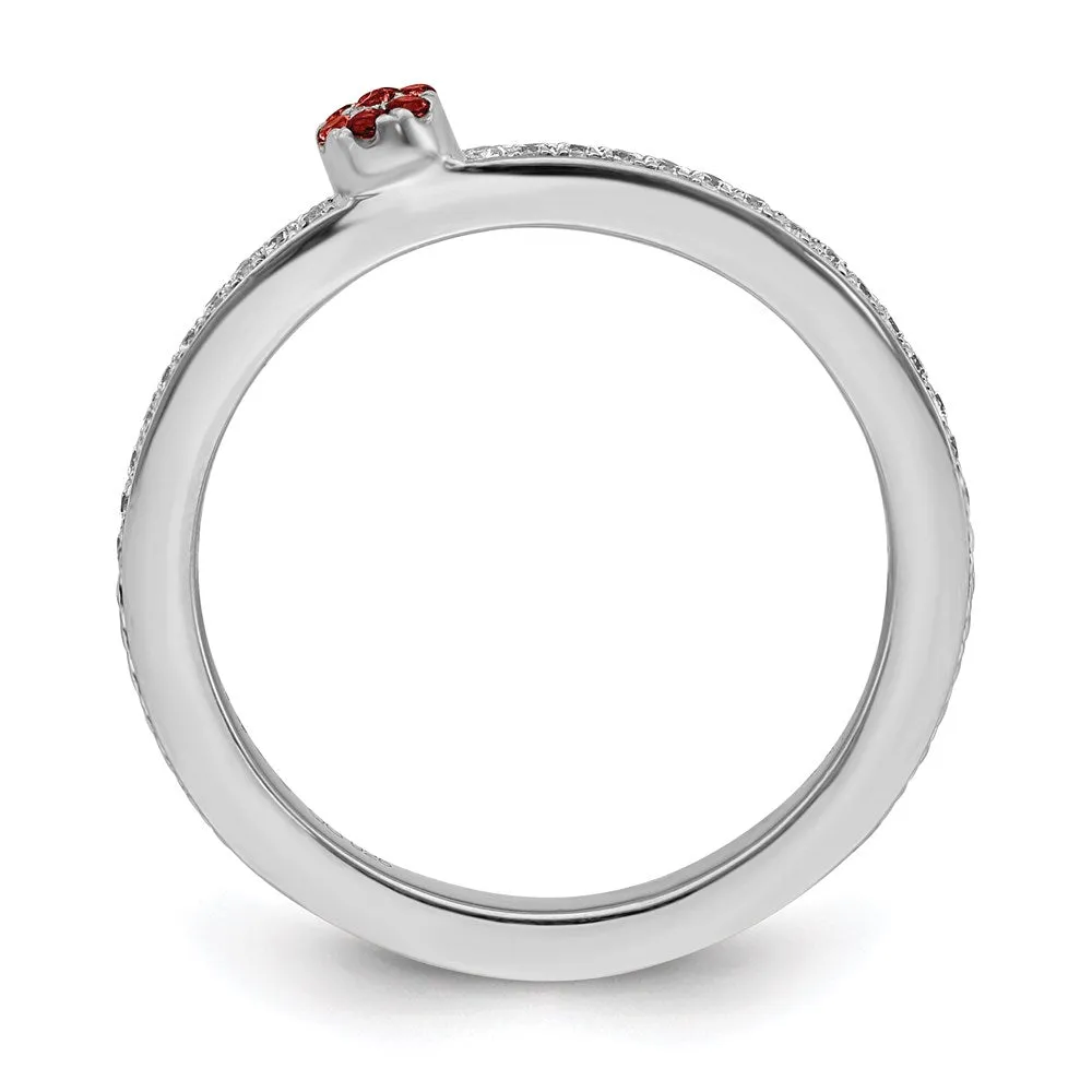 14k White Gold Stackable Expressions Garnet and Diamond Ring | SK2076