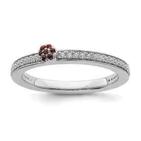 14k White Gold Stackable Expressions Garnet and Diamond Ring | SK2076