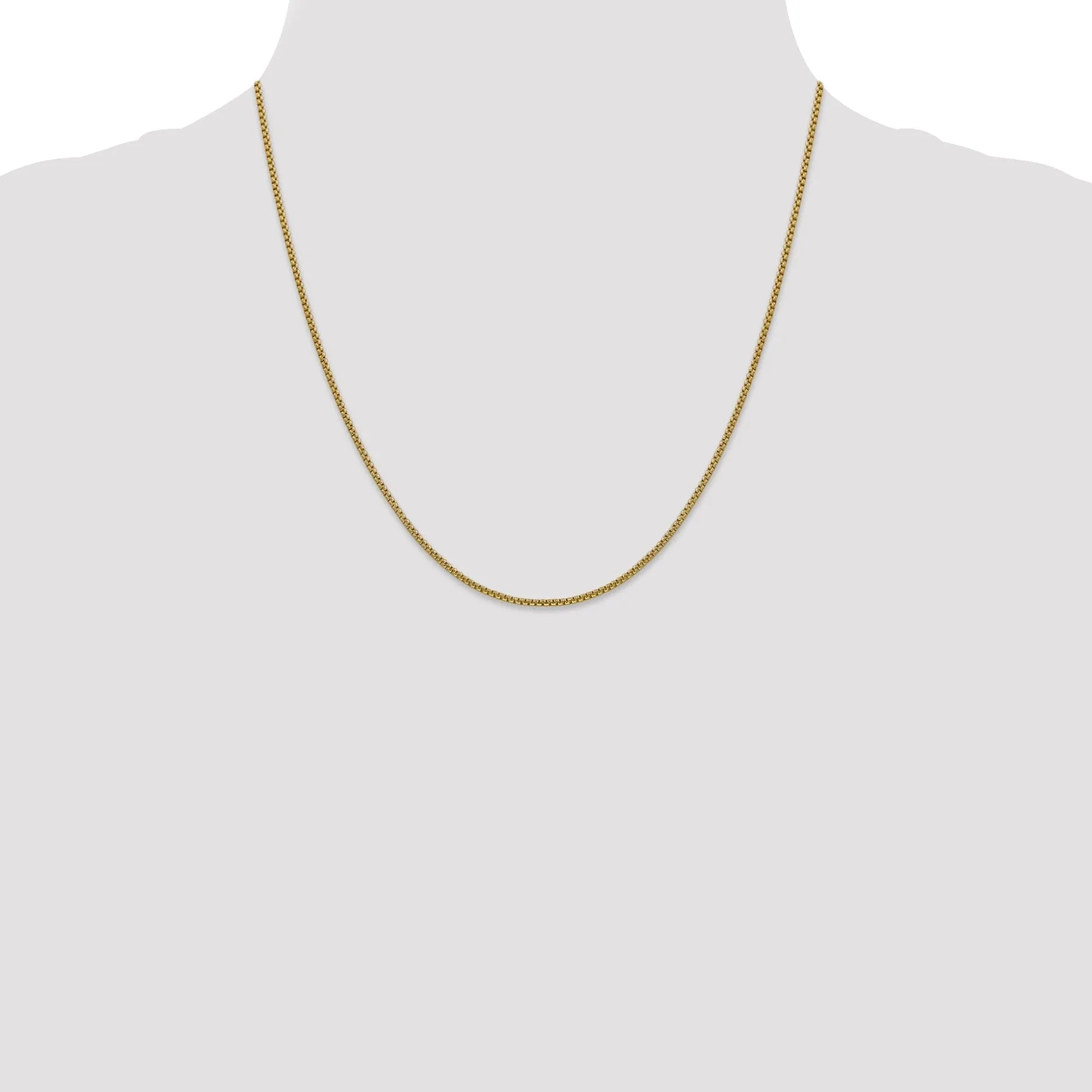 14k Yellow Gold 1.50mm Hollow Round Box Chain