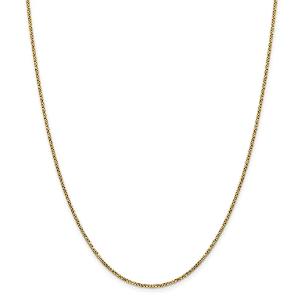 14k Yellow Gold 1.50mm Hollow Round Box Chain
