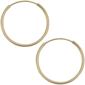 14k Yellow Gold 1mm Thick 18mm Round Tube Endless Hoop Earrings