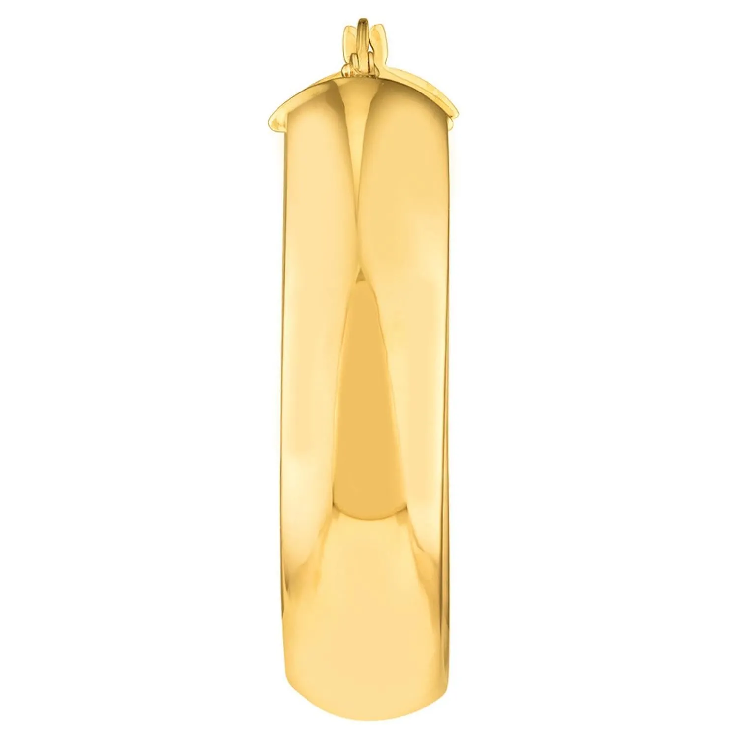 14k Yellow Gold Large Thick Flat Hoop Earrings with Latch Back, 30mm Height