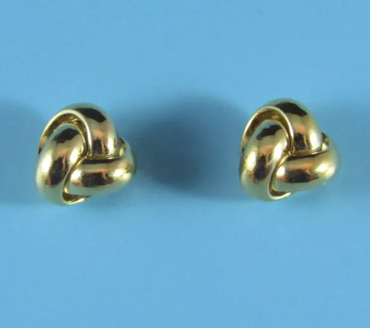 14k Yellow Gold Trinity Knot Stud Earrings (I8489)