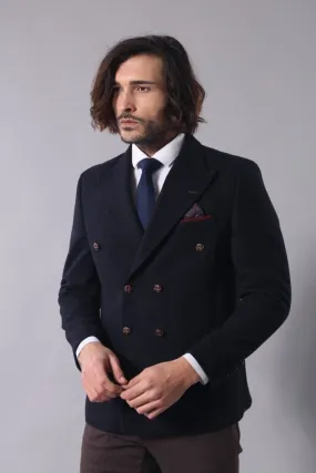 15486 Navy Blue Double Breasted Blazer 