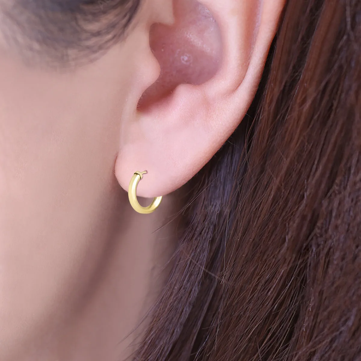 15Mm 14K  Filled Endless Hoop Earrings 3Mm Gauge