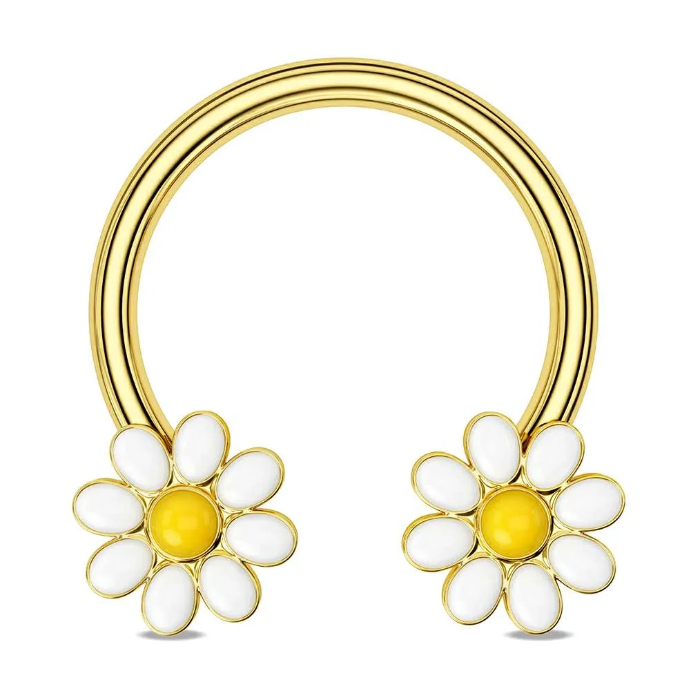 16G Daisy Horseshoe Septum Rings Daith Earrings