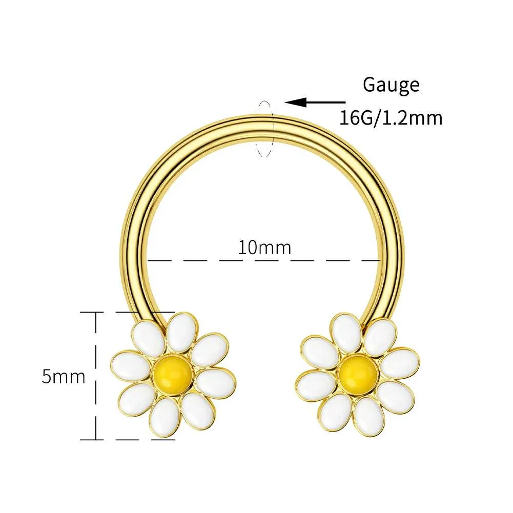 16G Daisy Horseshoe Septum Rings Daith Earrings