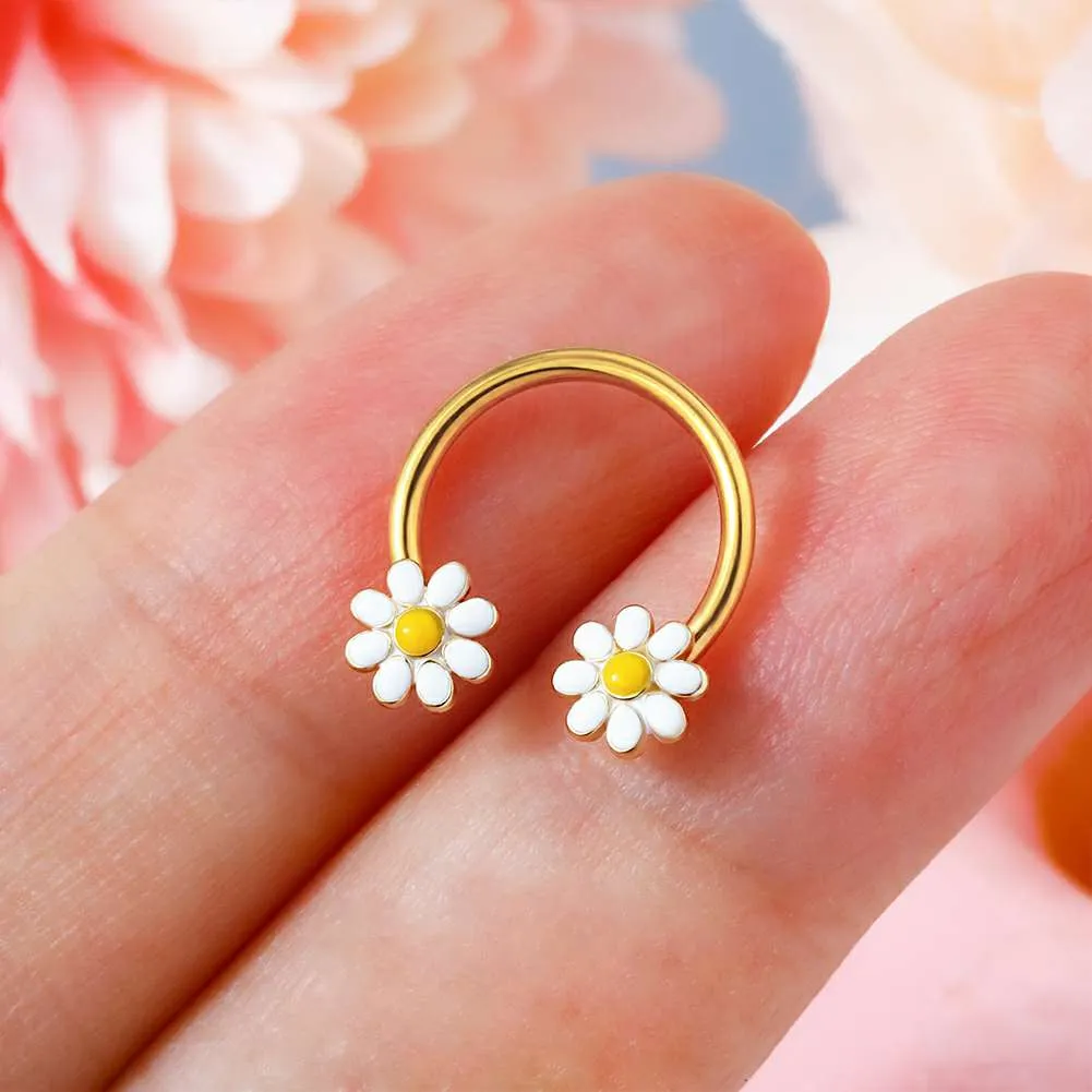 16G Daisy Horseshoe Septum Rings Daith Earrings