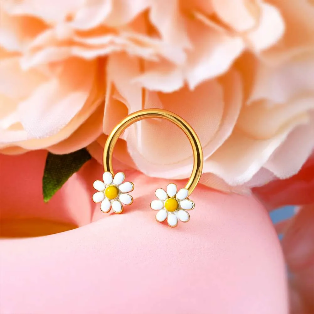 16G Daisy Horseshoe Septum Rings Daith Earrings