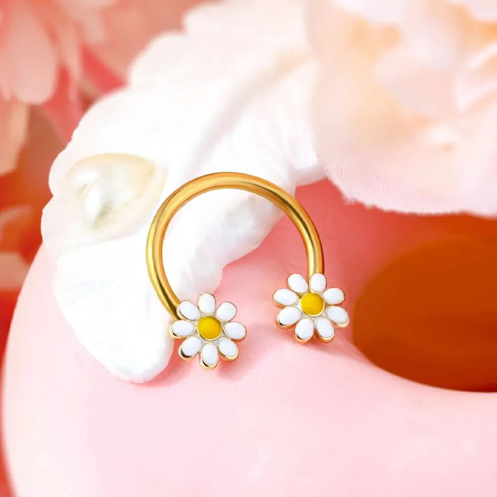 16G Daisy Horseshoe Septum Rings Daith Earrings