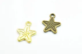 18 PCs Star Charm Bronze/Gold Charm Beads Alloy Metal Bracelets Pendant Size 15x12mm Jump Ring Size 1.5mm For Jewelry Making