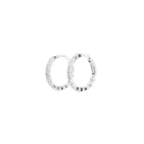 18K White Gold - Diamond Hoop Earrings - J35833